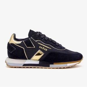 GHOUD VENICE Rush Grove Logo Suede Black and Gold Sneakers Size 47